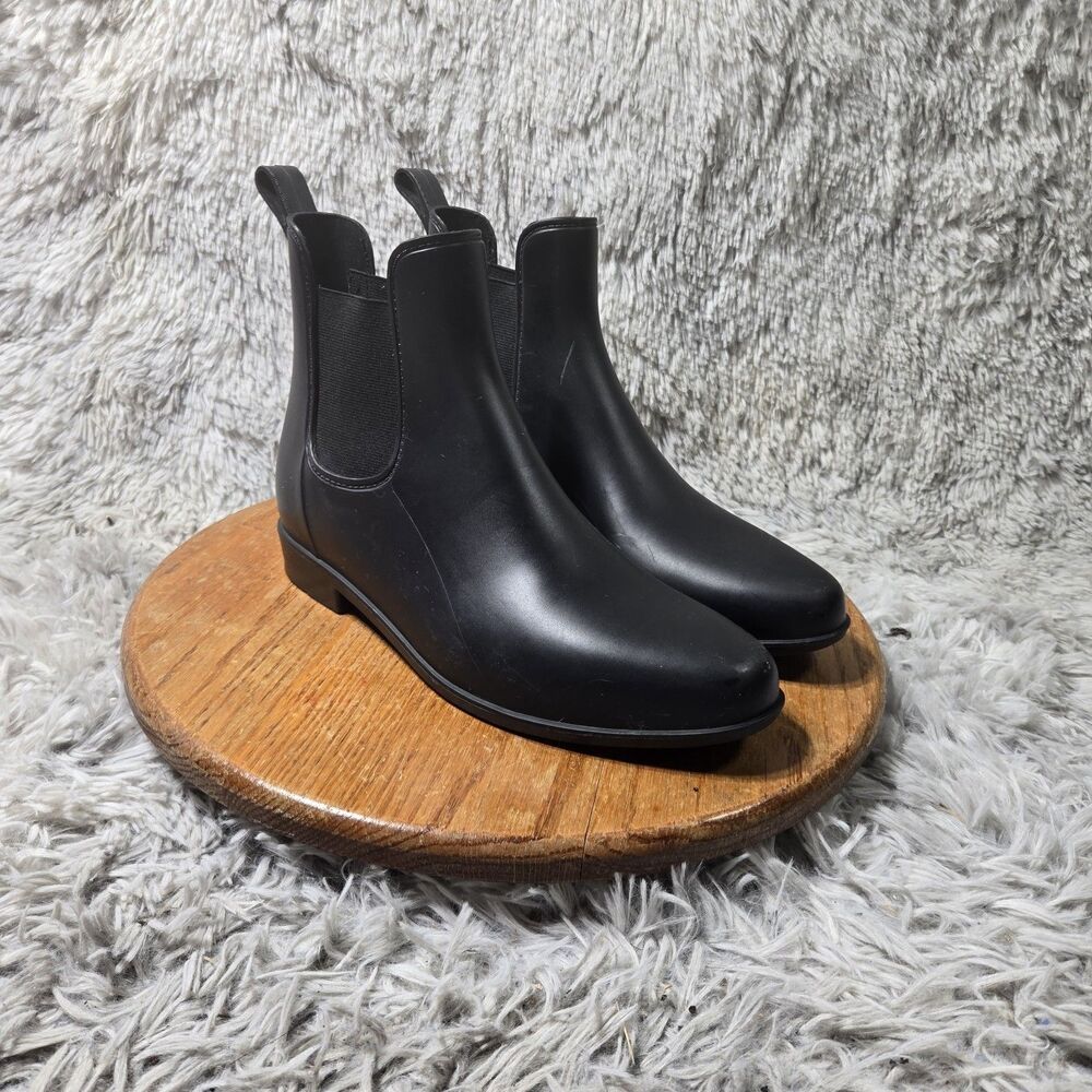 A New Day Pull On Boots Chelsea Rain Booties Women Sz 10 Retro Black Black Cuban